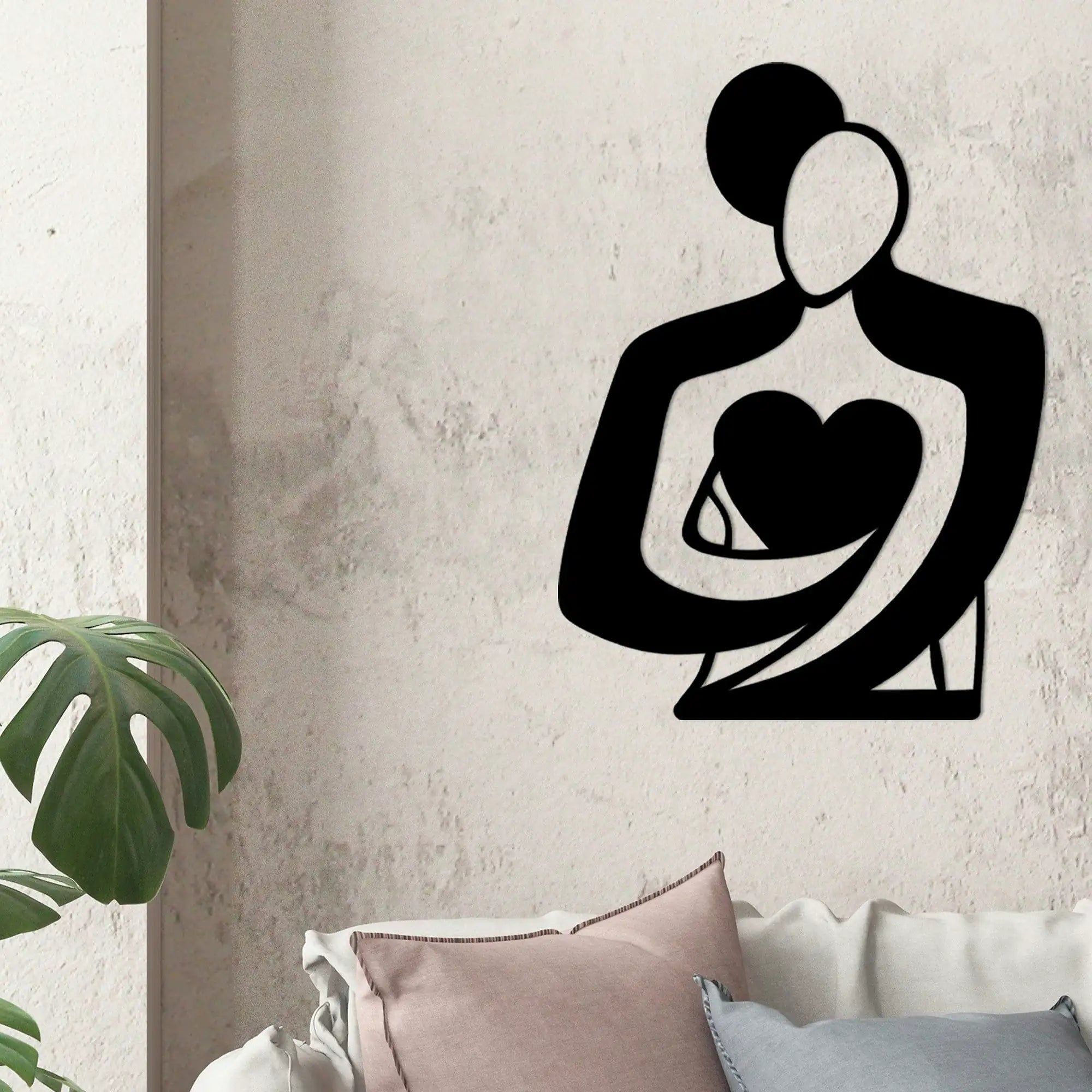 Decoratiune perete LOVE, negru, metal, 70x52 cm