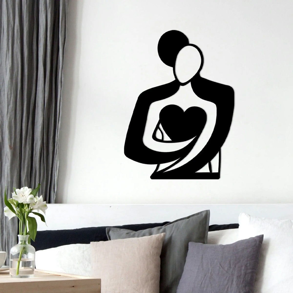 Decoratiune perete LOVE, negru, metal, 70x52 cm