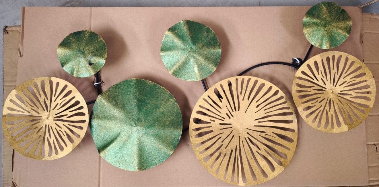 Decoratiune perete METAL ART, verde/auriu, metal, 74x5x38 cm