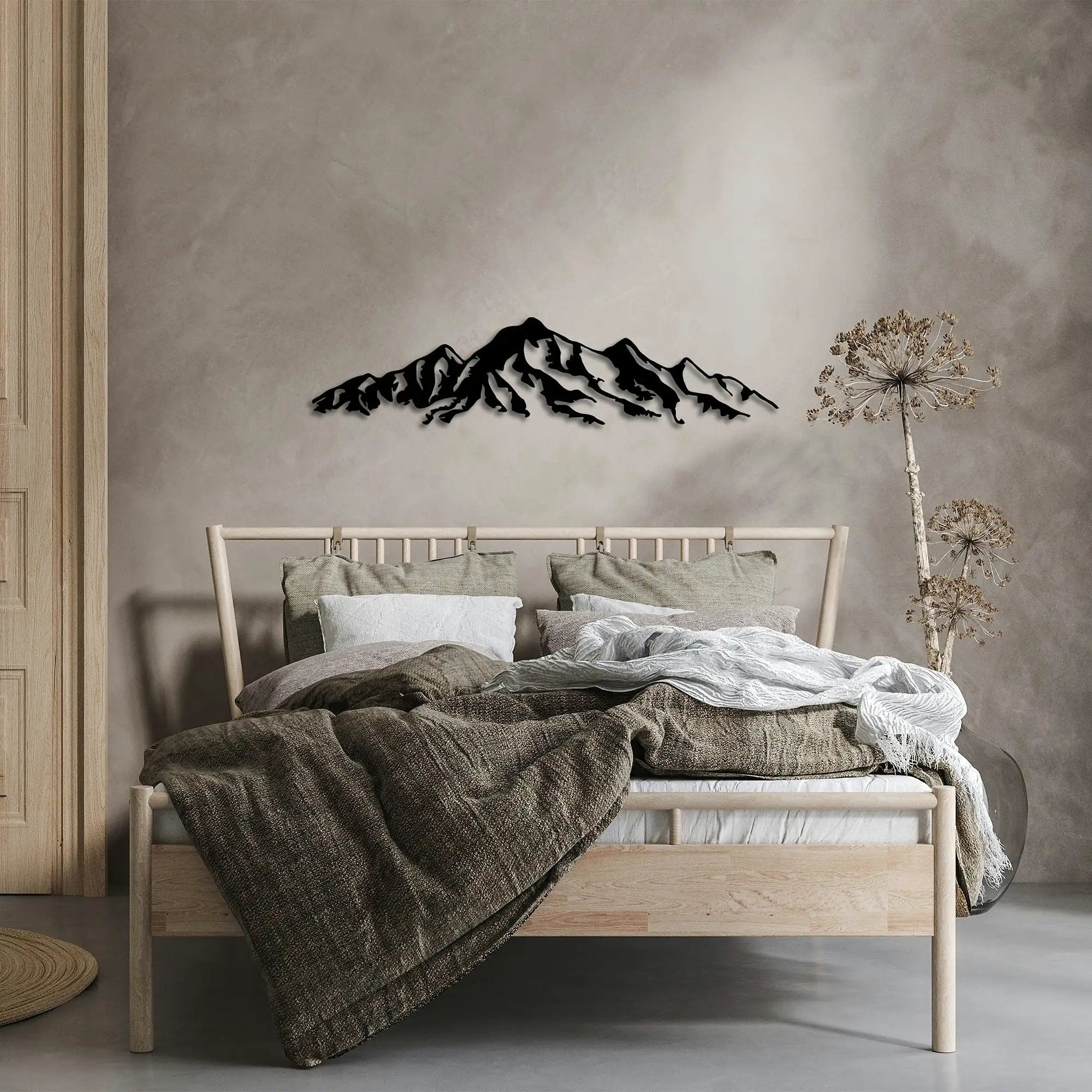 Decoratiune perete MOUNTAIN- 285, negru, metal, 68x16 cm