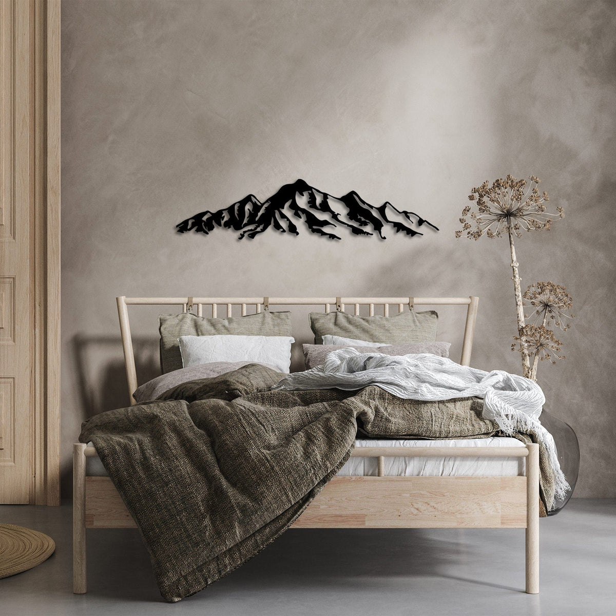 Decoratiune perete MOUNTAIN- 285, negru, metal, 68x16 cm