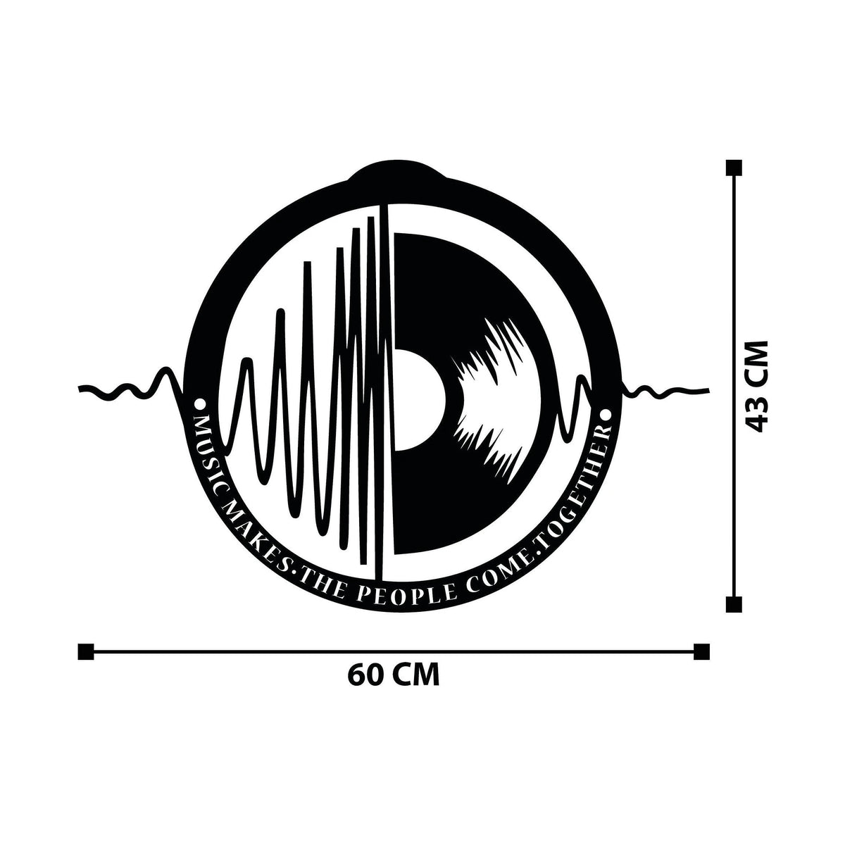 Decoratiune perete MY MUSIC V3, negru, metal, 60x43 cm