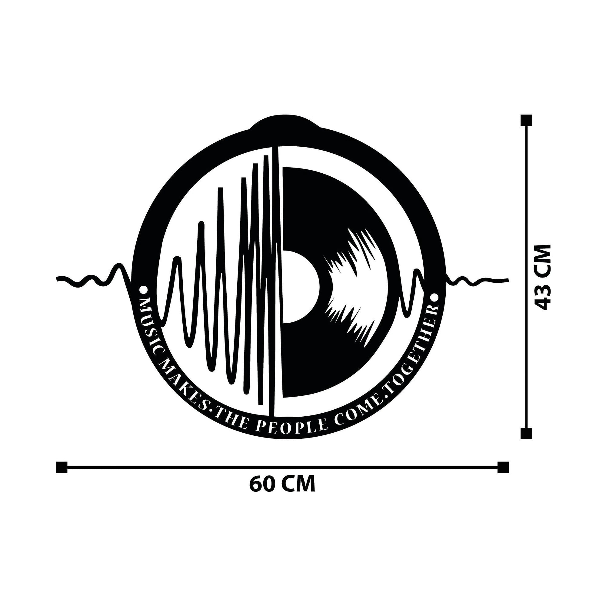 Decoratiune perete MY MUSIC V3, negru, metal, 60x43 cm