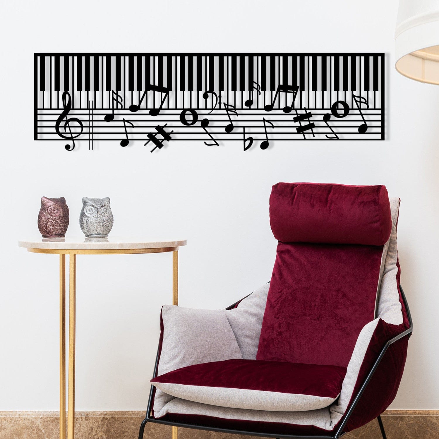 Decoratiune perete PIANO- M121, negru, metal, 70x30 cm