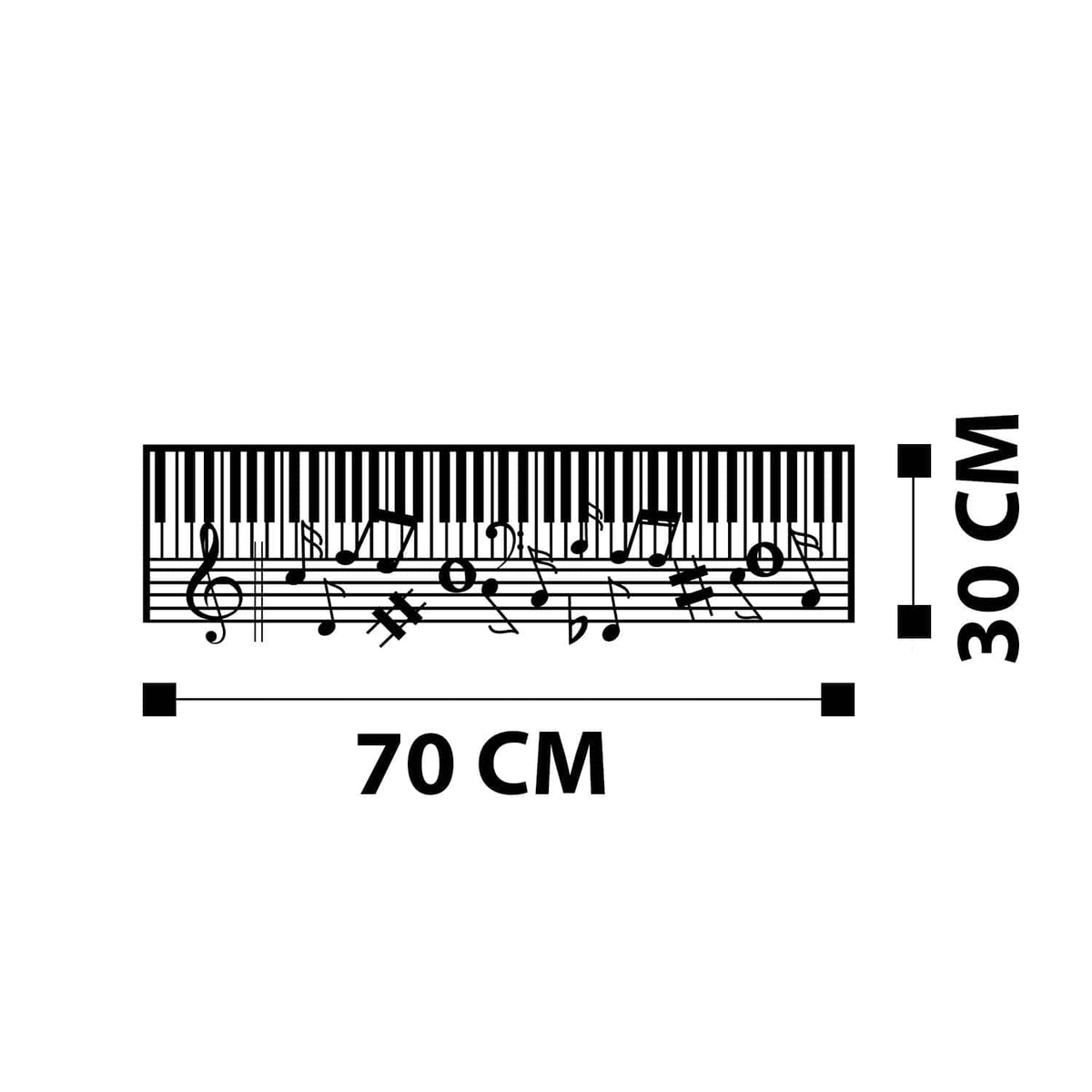 Decoratiune perete PIANO- M121, negru, metal, 70x30 cm