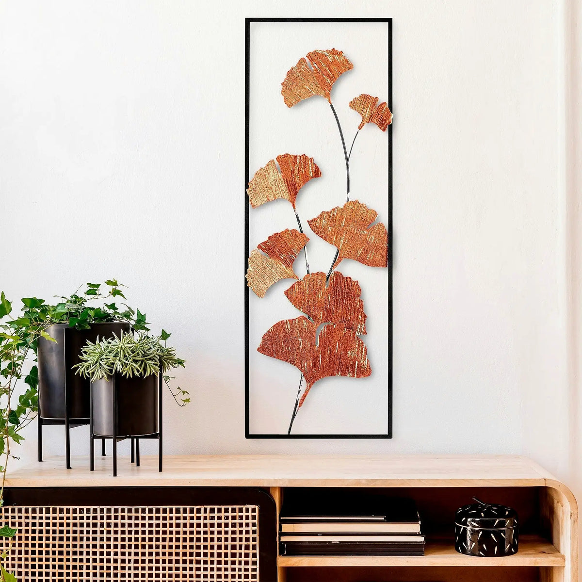 Decoratiune perete RASPBERRY 3, cupru/negru, metal, 32x4x90 cm