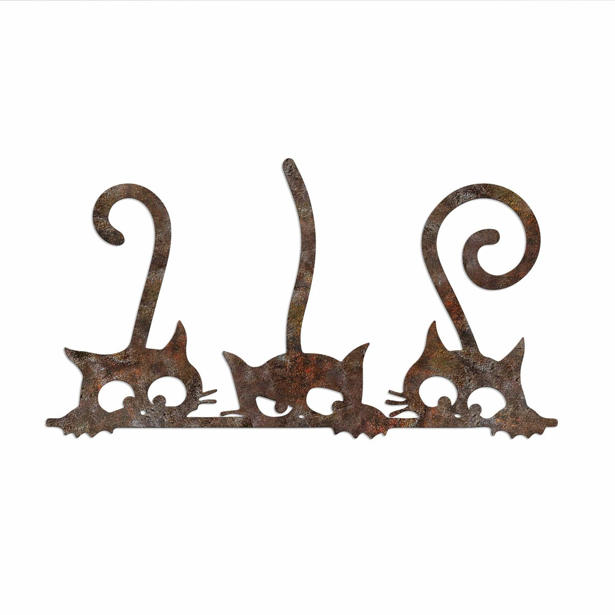 Decoratiune perete RUSTY CATS 1, maro, metal, 60x33 cm