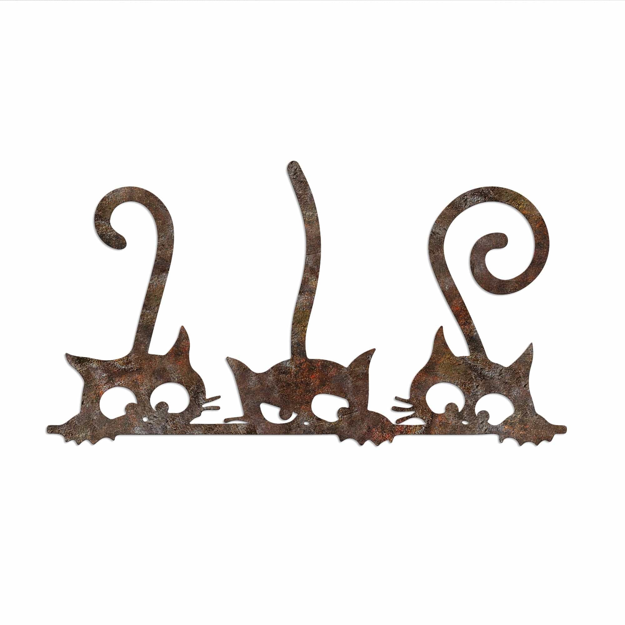 Decoratiune perete RUSTY CATS 1, maro, metal, 60x33 cm