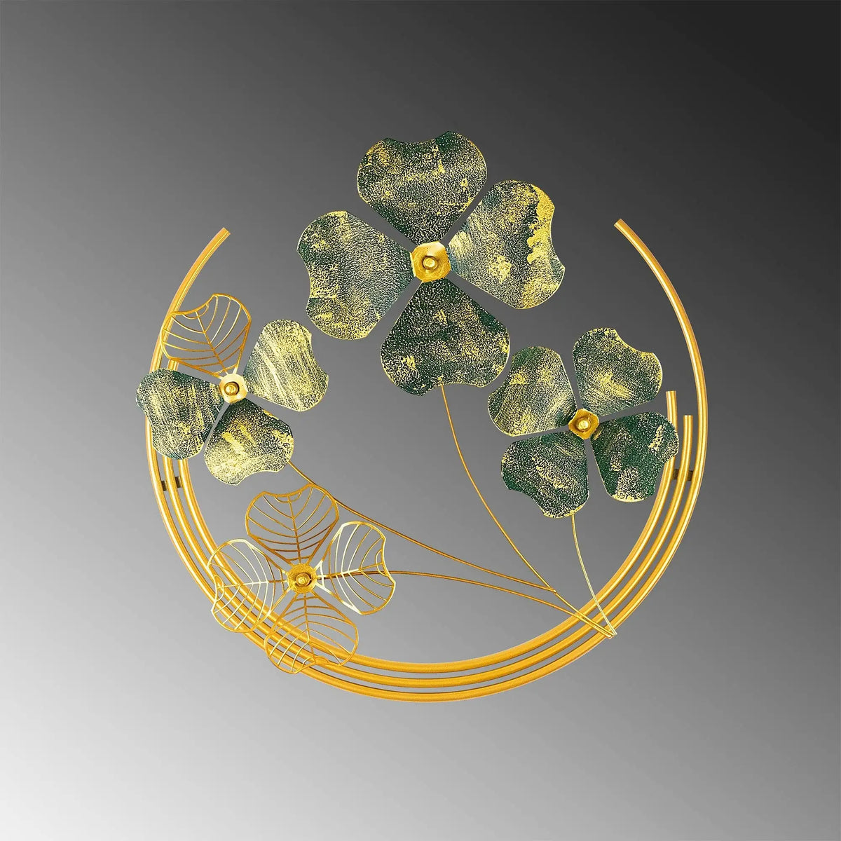 Decoratiune perete SHIHEZI, auriu/verde, metal, 50x50 cm