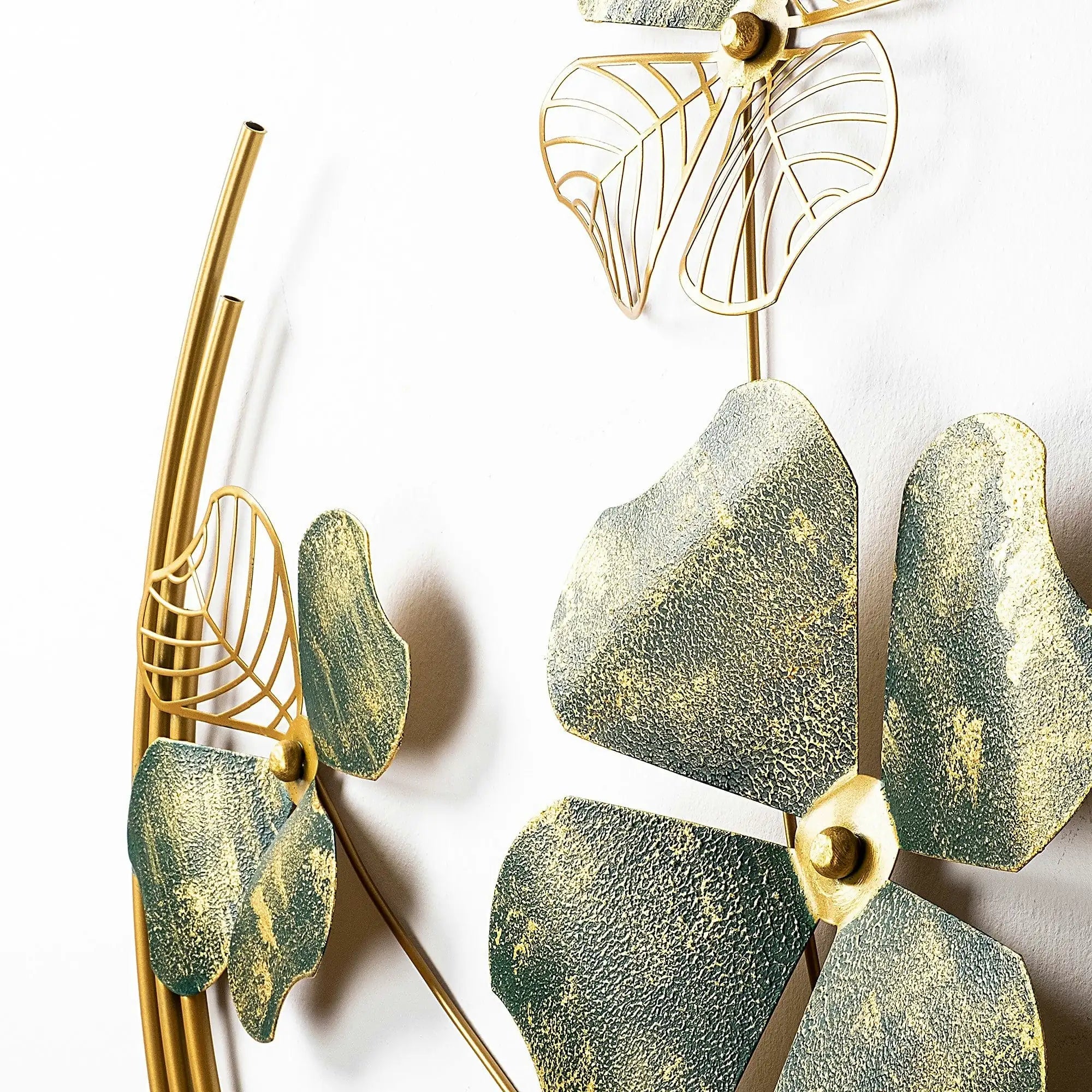 Decoratiune perete SHIHEZI, auriu/verde, metal, 50x50 cm