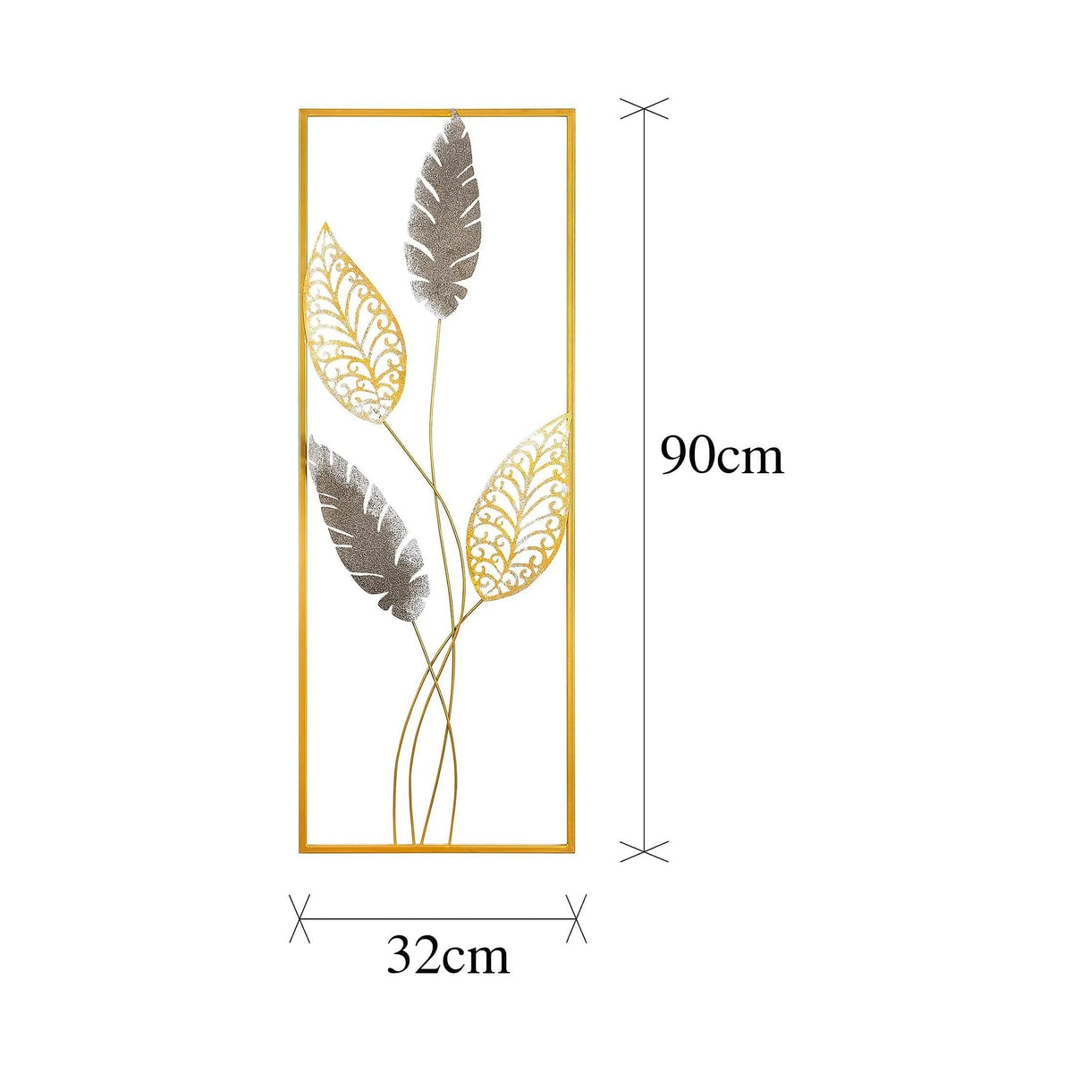 Decoratiune perete TIMEYI, auriu, metal, 32x5x90 cm