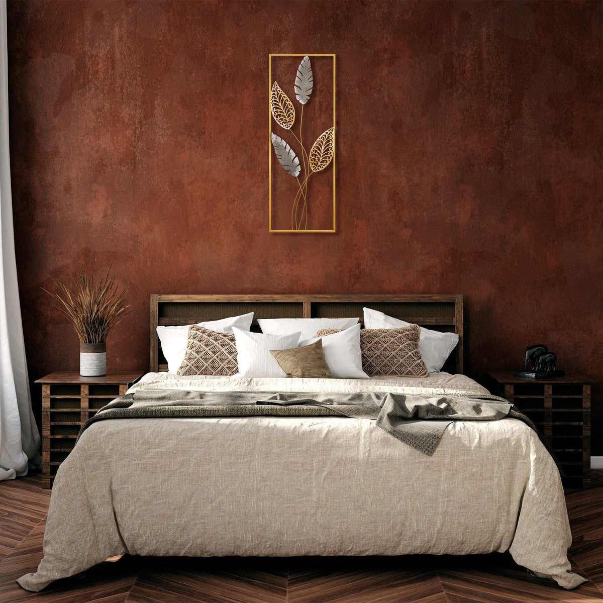 Decoratiune perete TIMEYI, auriu, metal, 32x5x90 cm