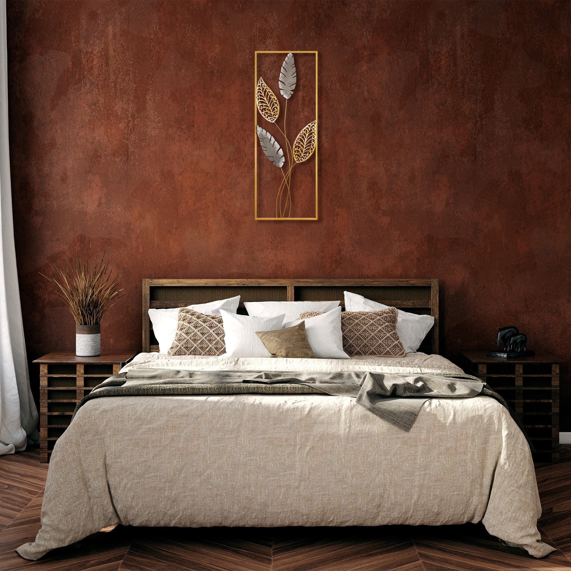 Decoratiune perete TIMEYI, auriu, metal, 32x5x90 cm