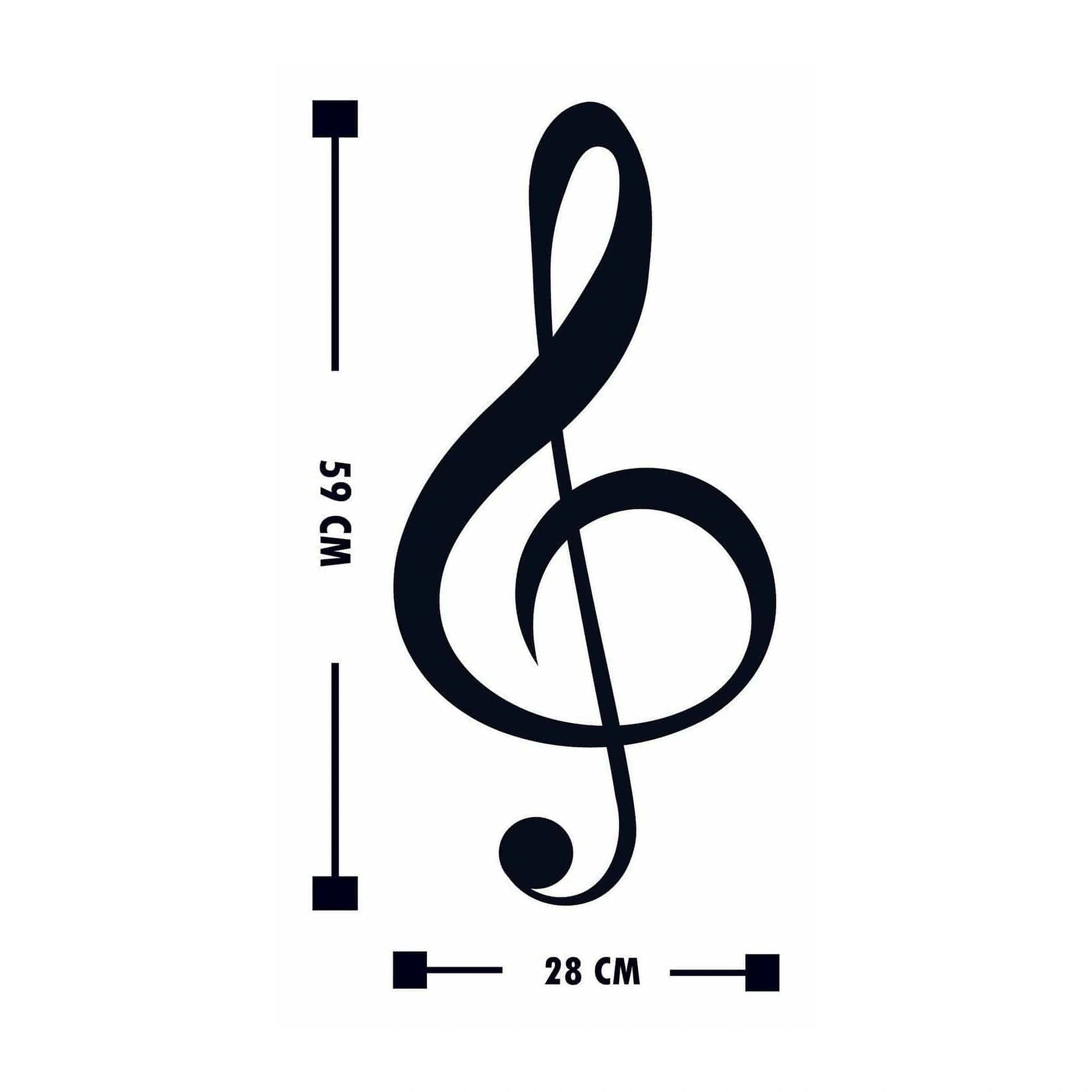 Decoratiune perete TREBLE CLEF, negru, metal, 28x59 cm