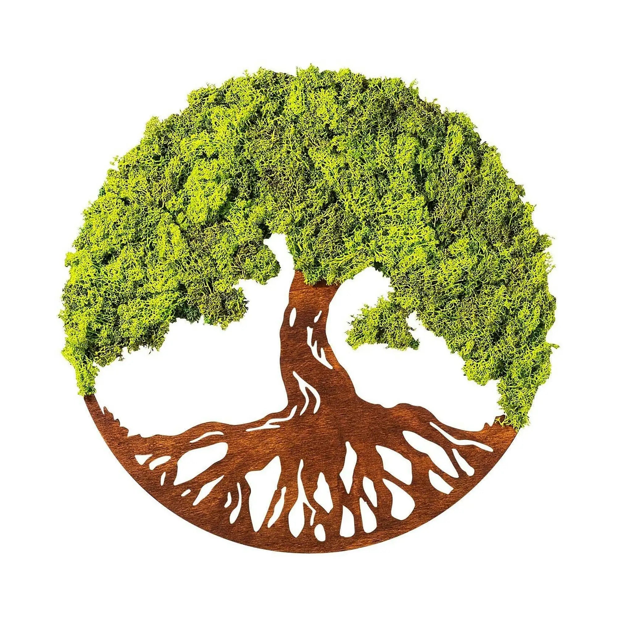 Decoratiune perete TREE OF LIFE 3, verde/maro, 44x1x44 cm