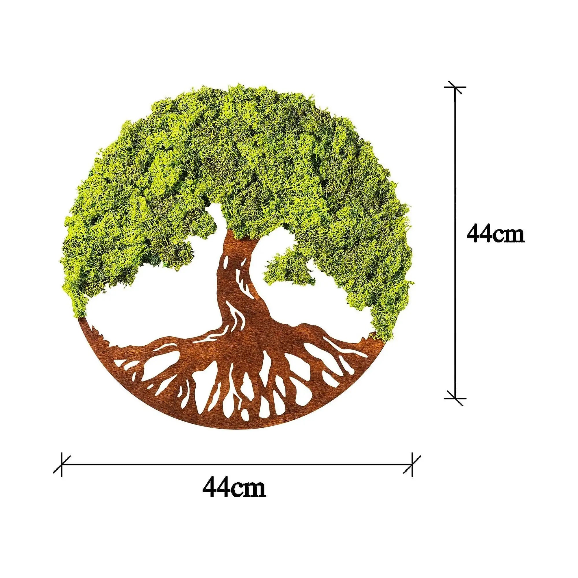 Decoratiune perete TREE OF LIFE 3, verde/maro, 44x1x44 cm
