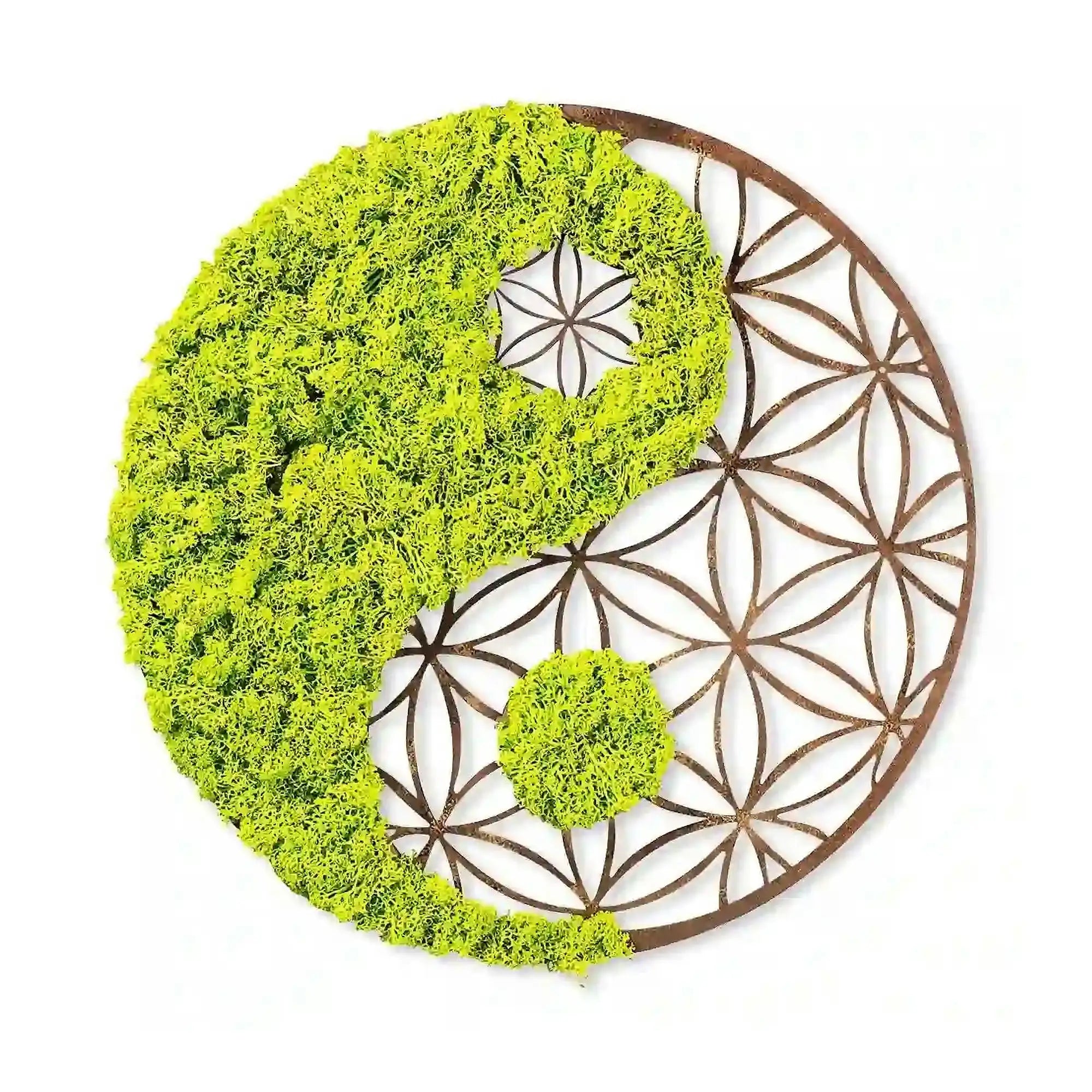 Decoratiune perete YIN YANG, verde/maro, 44x1x44 cm