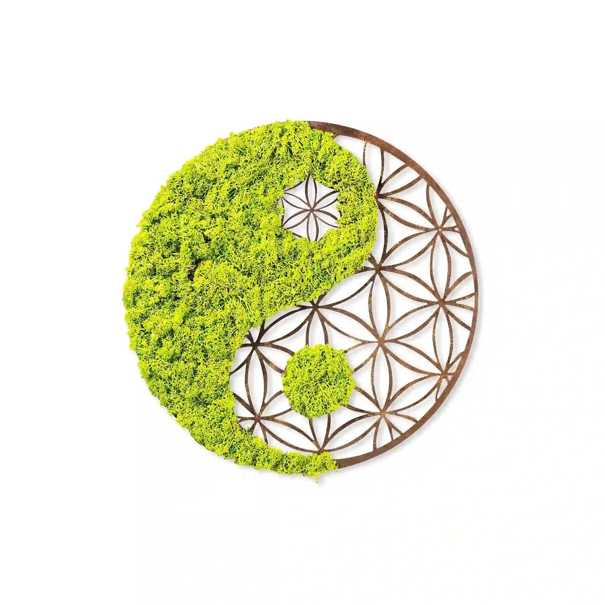 Decoratiune perete YIN YANG, verde/maro, 44x1x44 cm