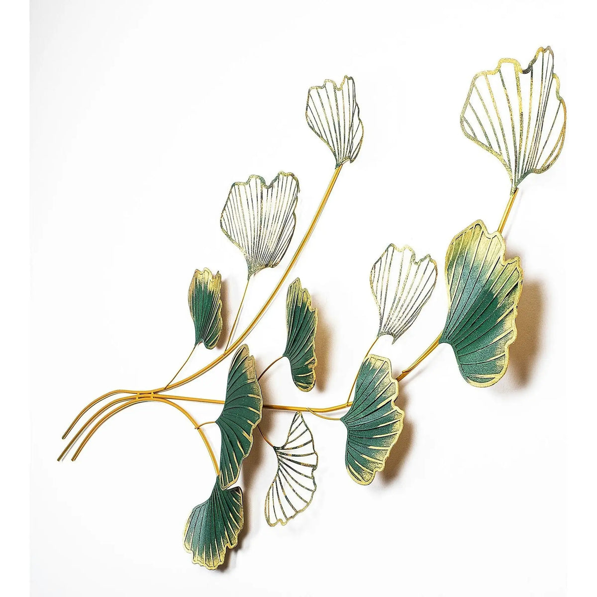 Decoratiune perete YIWU, verde/auriu, metal, 120x4x100 cm