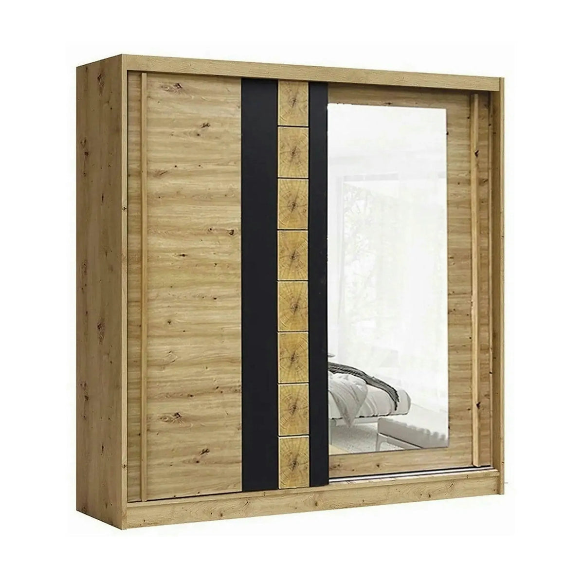 Dressing AVANTGARDE AV1-20, stejar artisan/gri grafit, PAL, cu 2 usi, 200x59x215 cm
