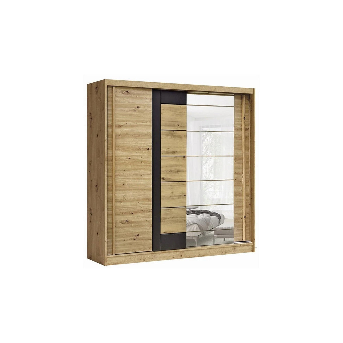 Dressing AVANTGARDE AV4-20, stejar artisan/gri grafit, PAL, cu 2 usi, 200x59x215 cm