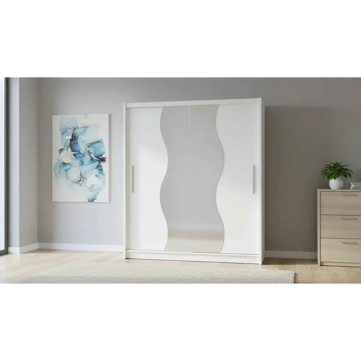 Dressing BIRGAMO TYP 1, alb, DTD laminat, cu 2 usi, 205x63x215 cm