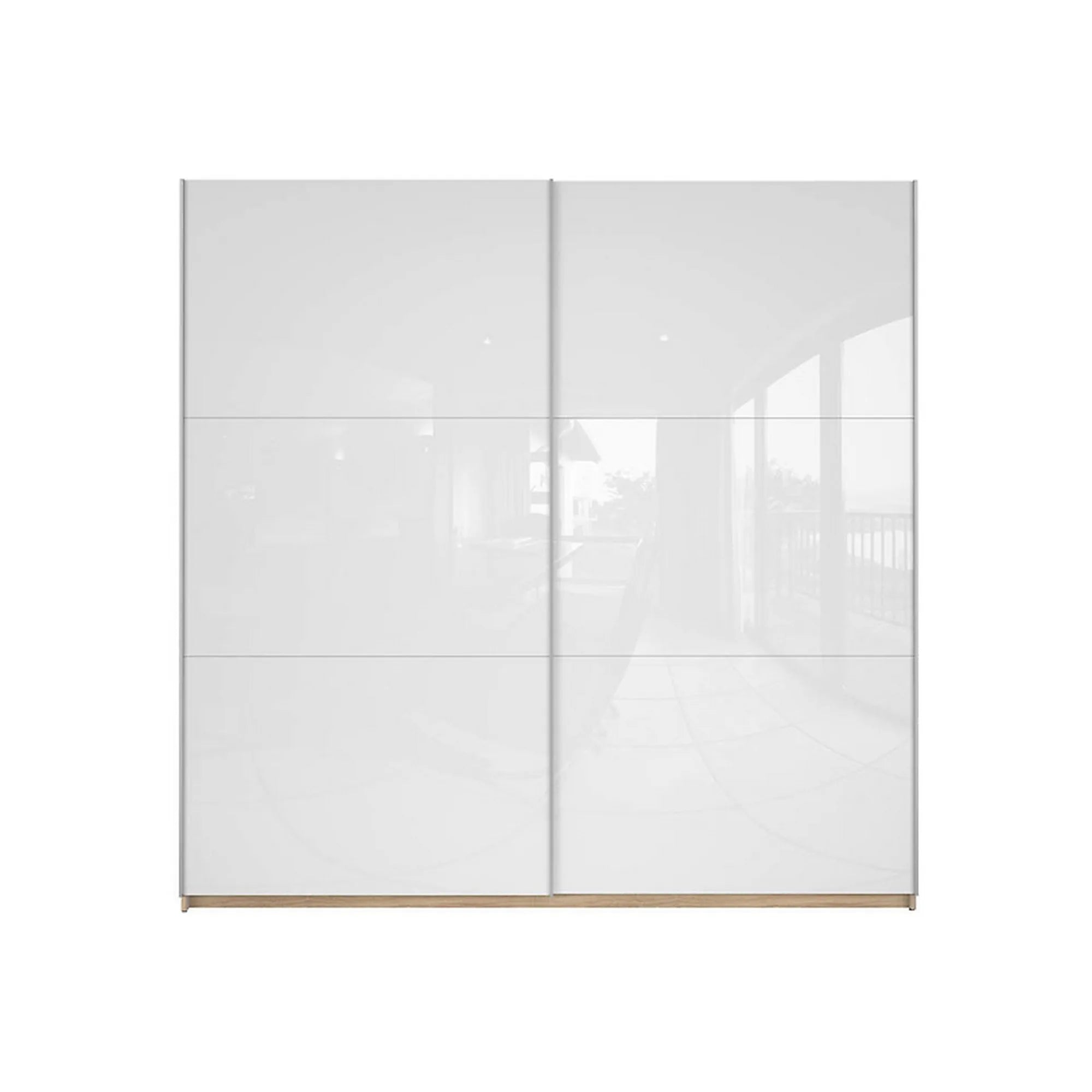 Dressing COLIN, alb lucios/stejar sonoma, PAL, cu 2 usi, 220x60x219 cm