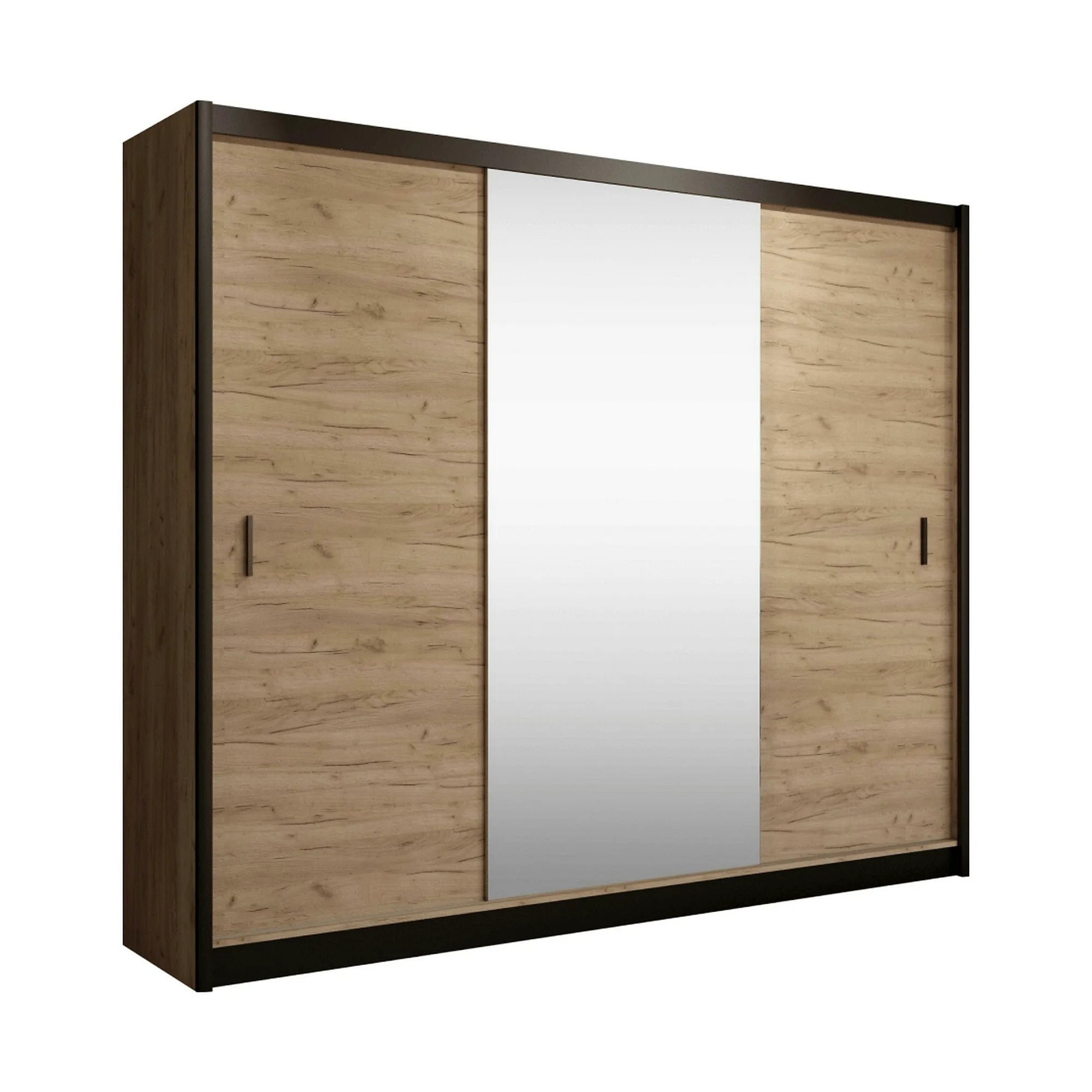 Dressing CRAFT, stejar craft/negru, PAL melaminat, cu 2 usi, 250x61x215 cm