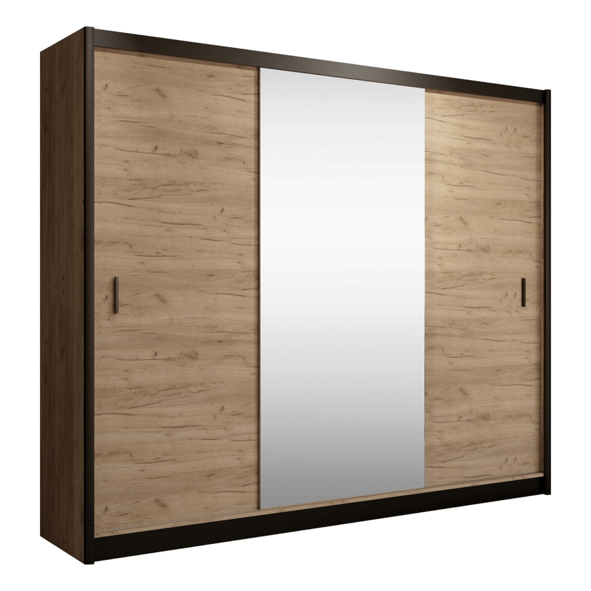 Dressing CRAFT, stejar craft/negru, PAL melaminat, cu 2 usi, 250x61x215 cm