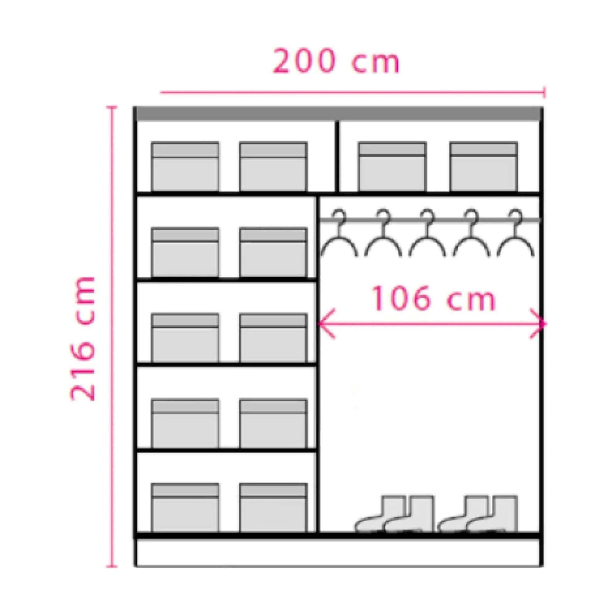 Dressing EFFECT, stejar lancelot, PAL melaminat, cu 2 usi, 200x59x216 cm