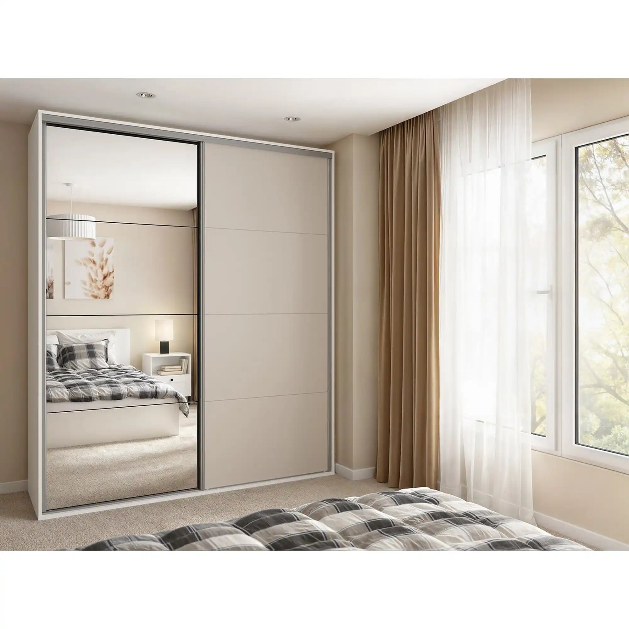 Dressing FLEX, alb/casmir, PAL, cu 2 usi, 200x66x240 cm