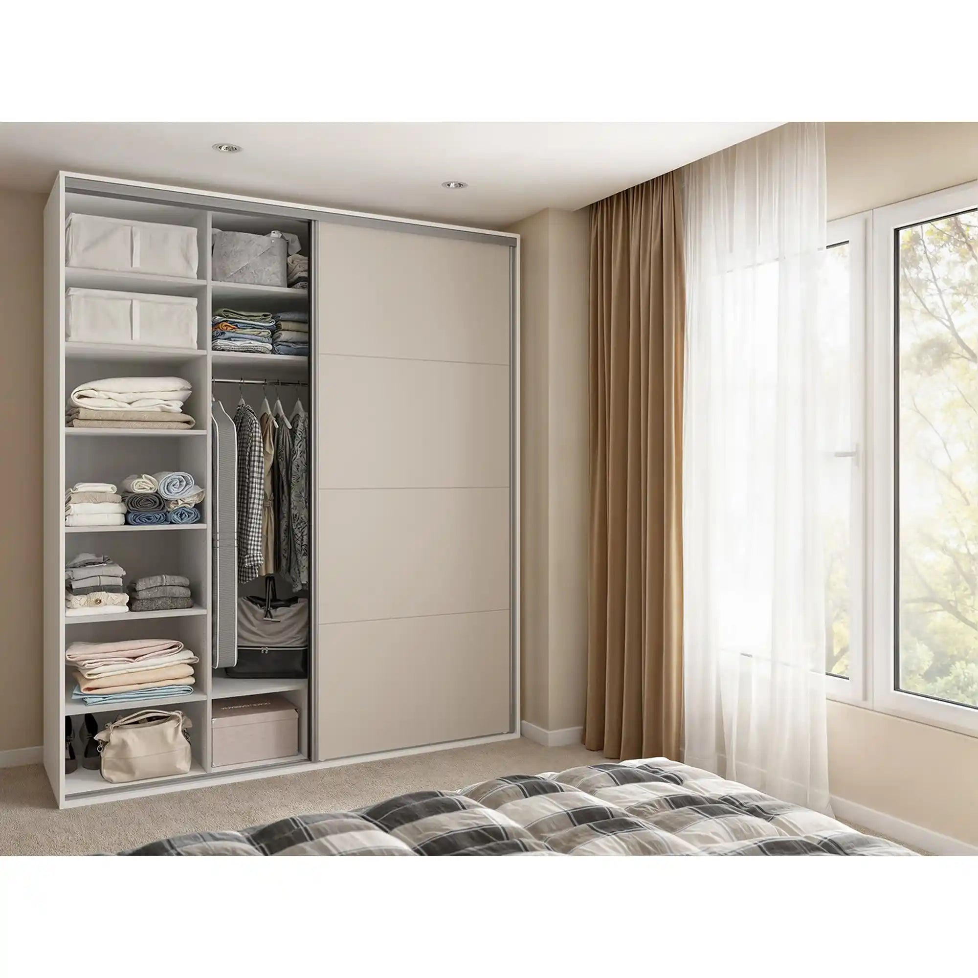 Dressing FLEX, alb/casmir, PAL, cu 2 usi, 200x66x240 cm