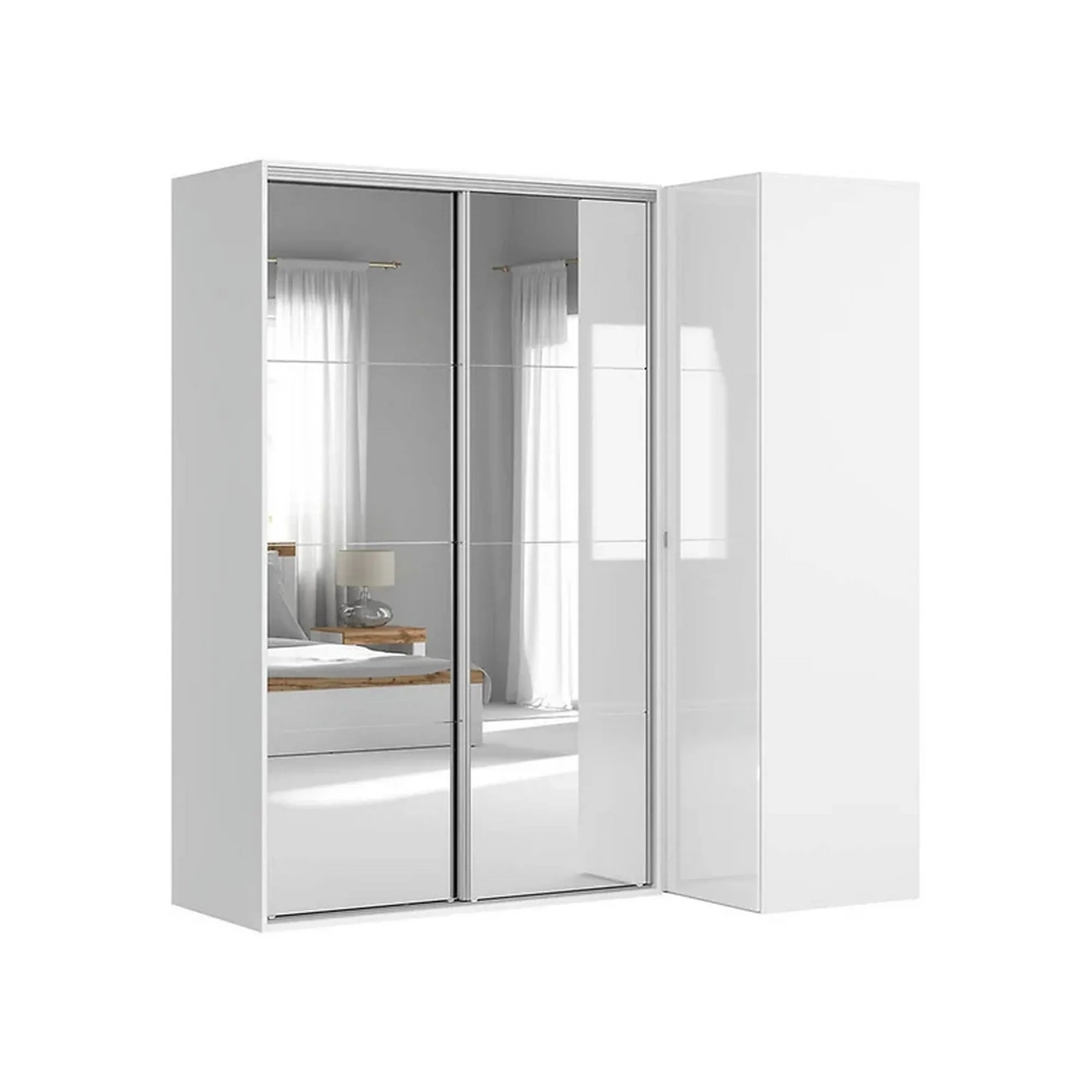 Dressing FLEX, alb lucios, PAL, cu 3 usi, 220x116x240 cm