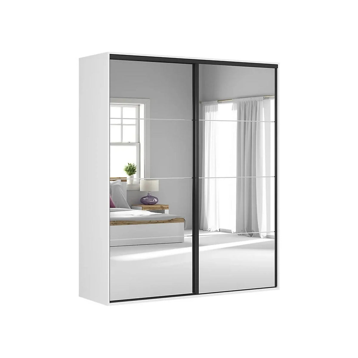 Dressing FLEX, alb, PAL, cu 2 usi si oglinda, 200x66x240 cm