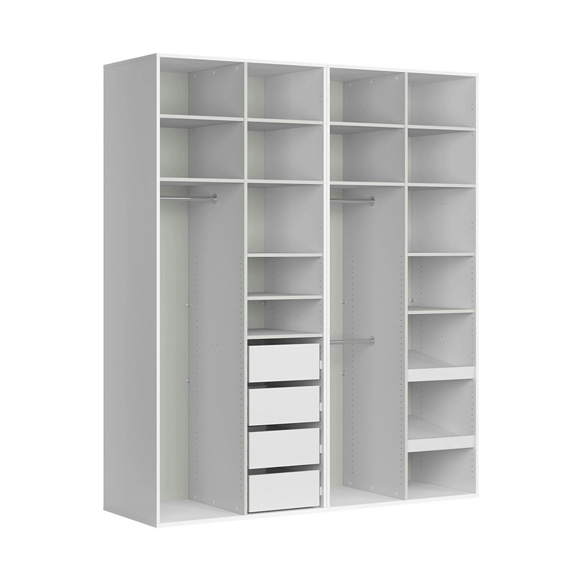 Dressing FLEX, alb, PAL, cu 4 usi, 200x66x240 cm