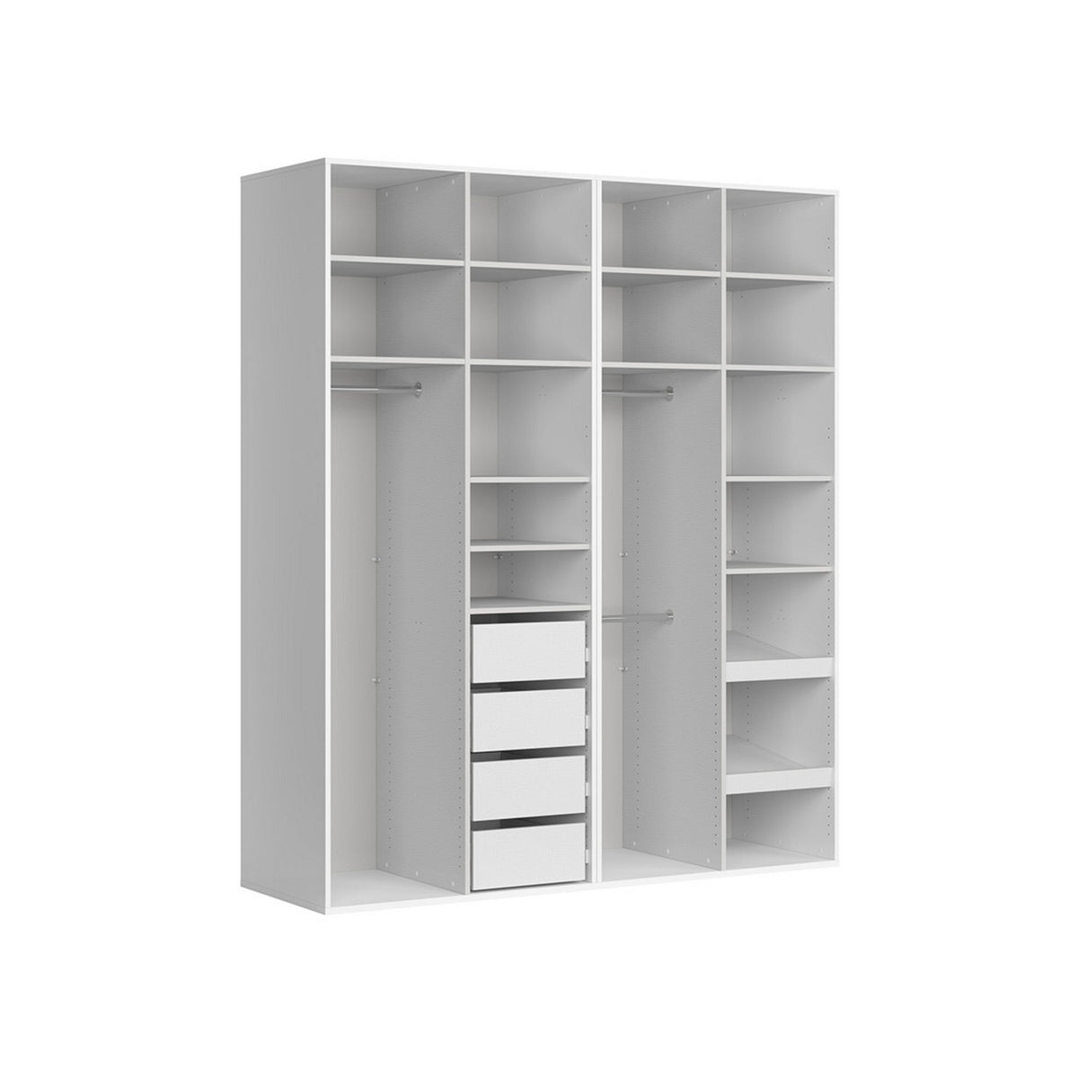 Dressing FLEX, alb, PAL, cu 4 usi, 200x66x240 cm