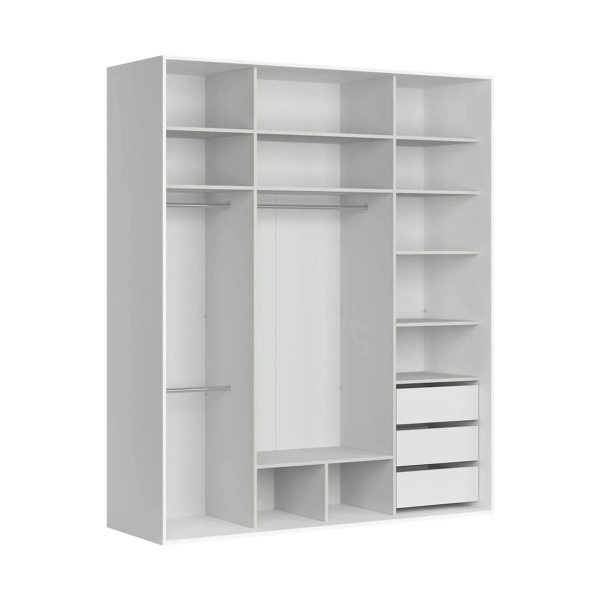 Dressing FLEX, alb/stejar, PAL, cu 2 usi, 200x66x240 cm