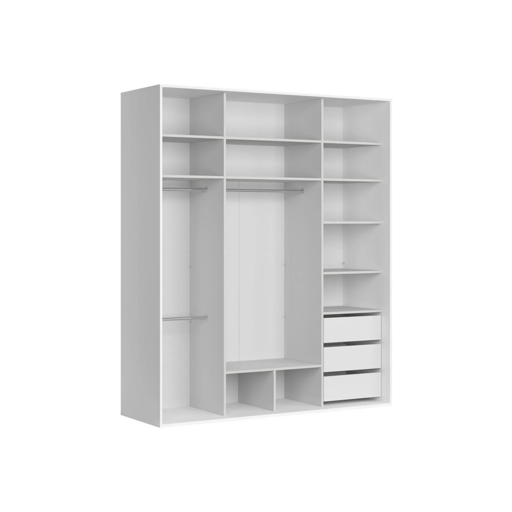 Dressing FLEX, alb/stejar, PAL, cu 2 usi, 200x66x240 cm