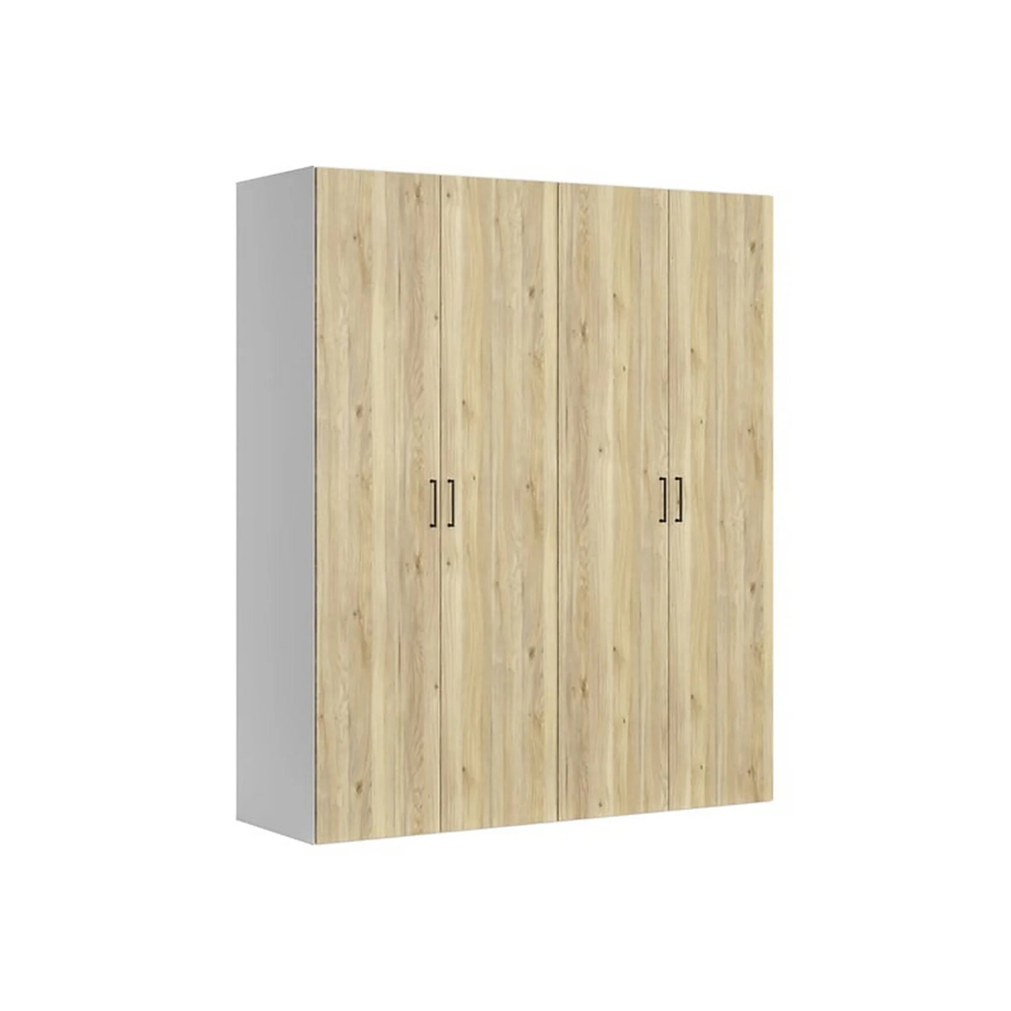 Dressing FLEX, alb/stejar, PAL, cu 4 usi, 200x66x240 cm