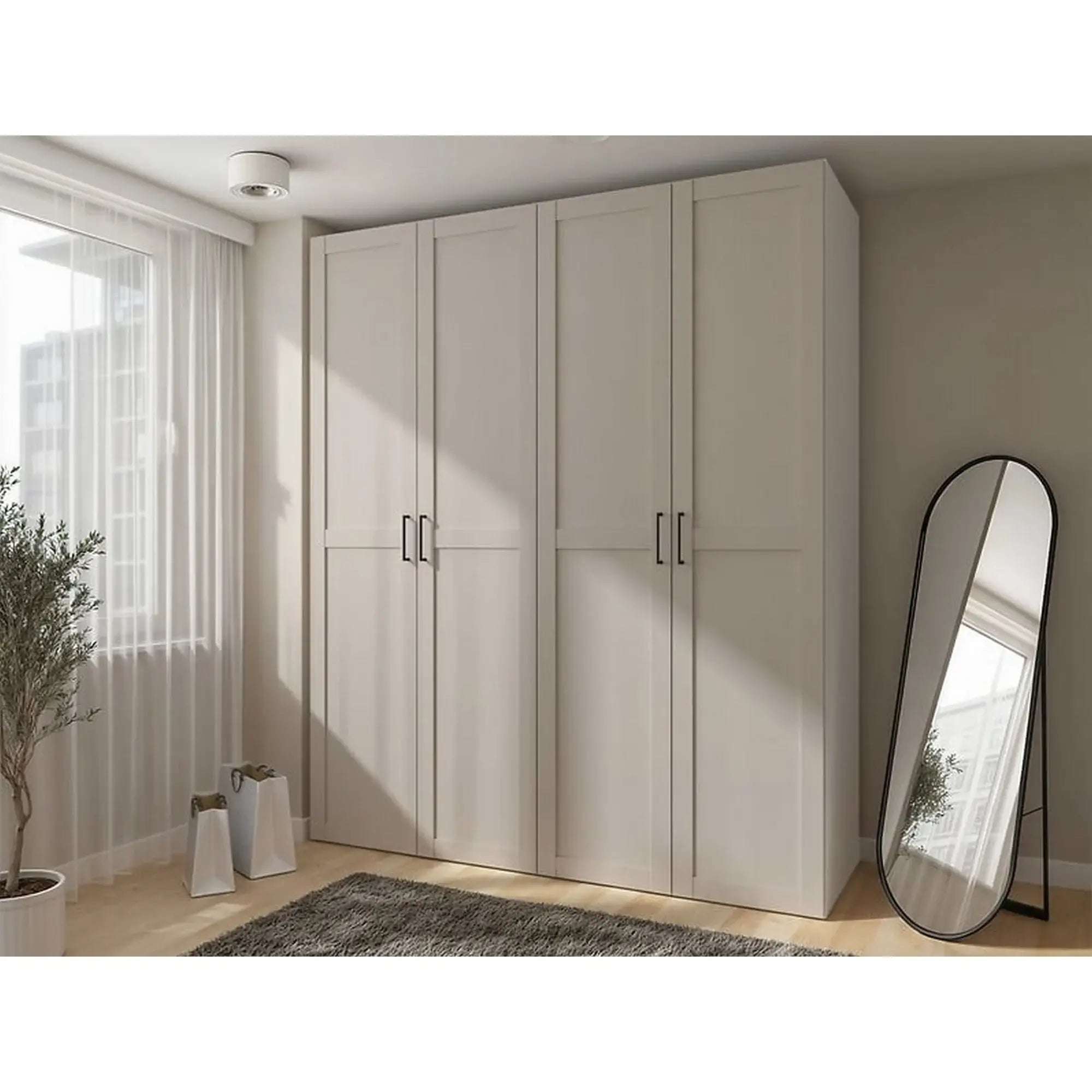 Dressing FLEX, casmir, PAL, cu 4 usi, 200x66x240 cm