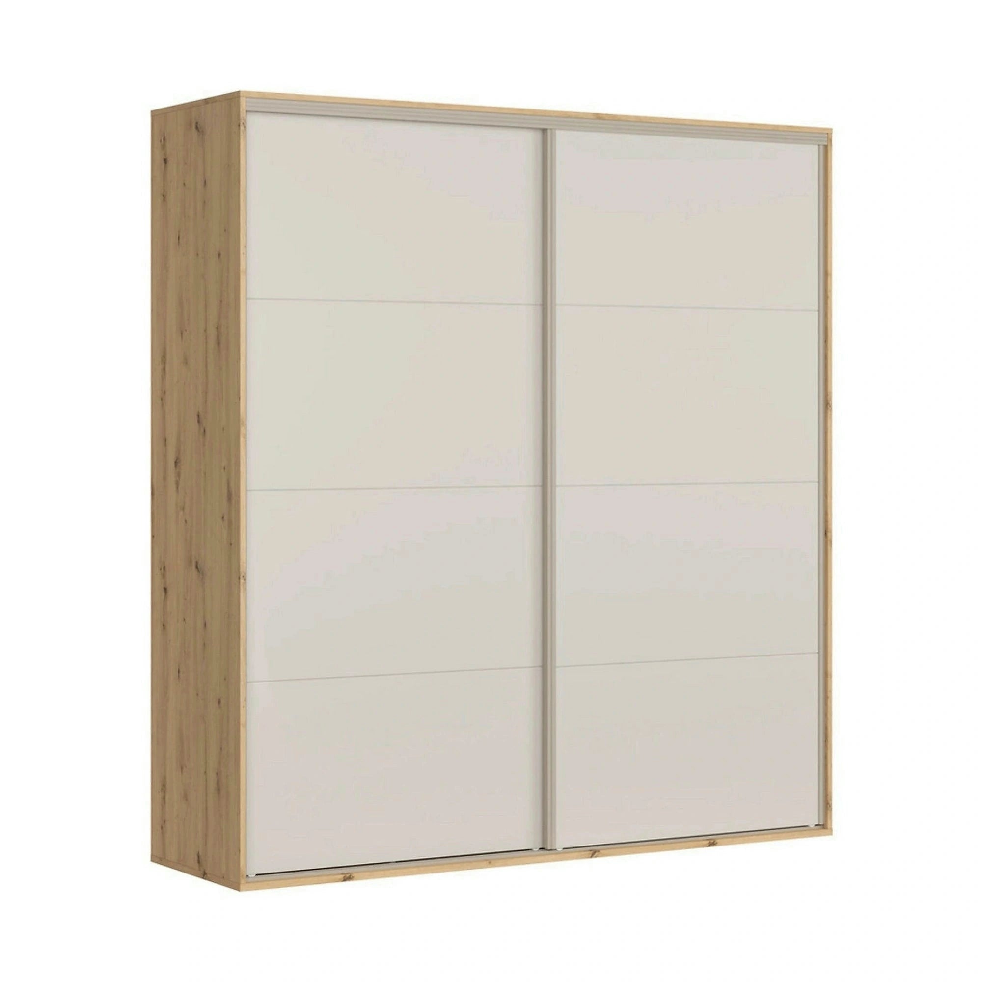 Dressing FLEX, casmir/stejar artisan, PAL, cu 2 usi glisante, 220x66x240 cm