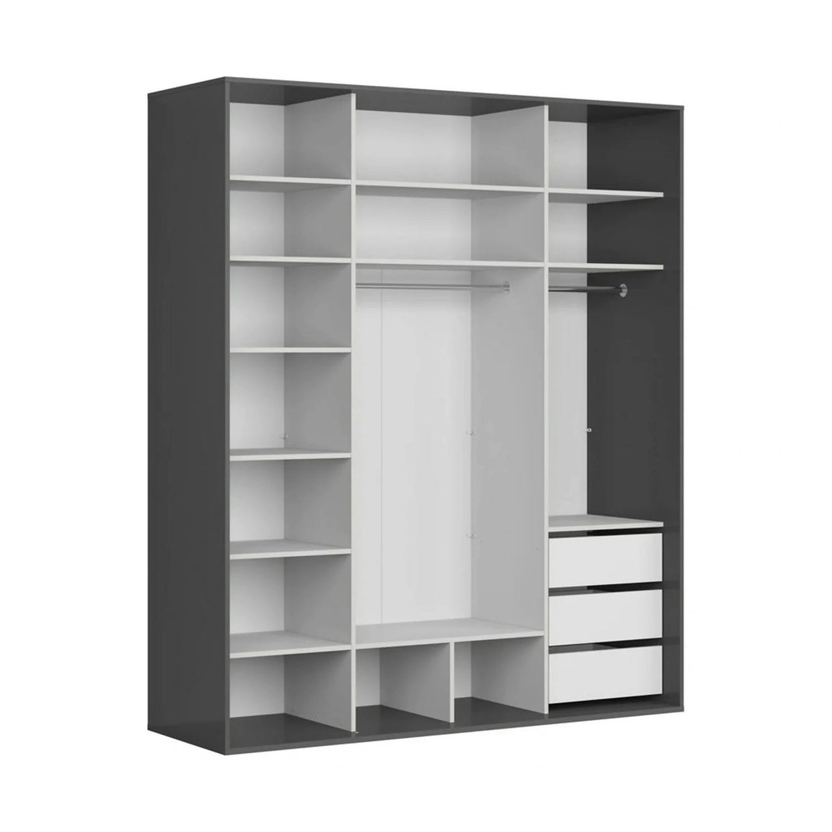 Dressing FLEX, gri grafit, PAL, cu 2 usi, 200x66x240 cm