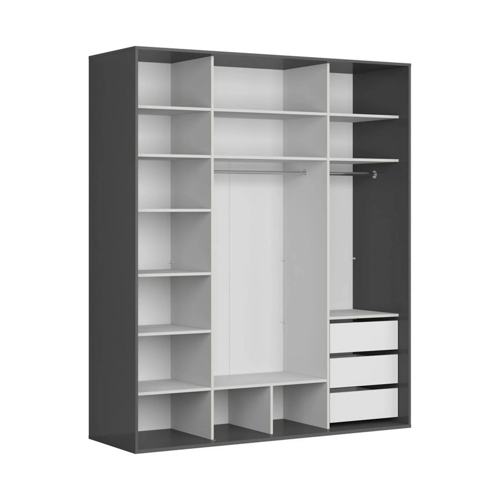 Dressing FLEX, gri grafit, PAL, cu 2 usi, 200x66x240 cm
