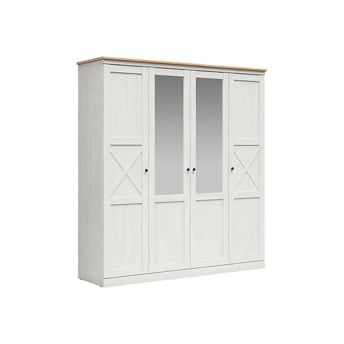 Dressing FRIJA, alb/stejar artisan, PAL melaminat, cu 4 usi, 203x58x220 cm