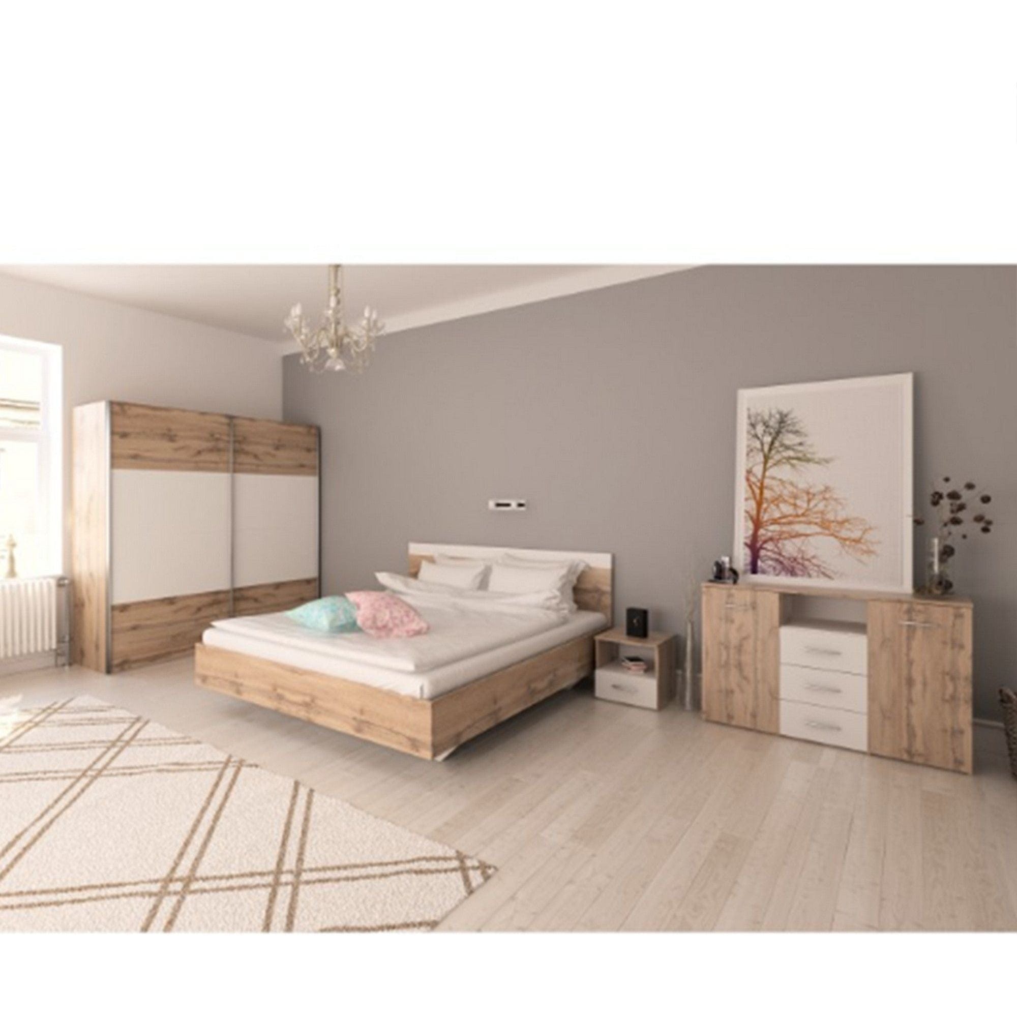 Dressing GABRIELA NEW, stejar wotan/alb, PAL, cu 2 usi, 202x62x200 cm