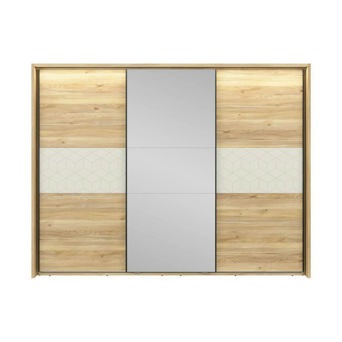 Dressing GLAMOUR, stejar/casmir, PAL, cu 3 usi, 270x61x211 cm