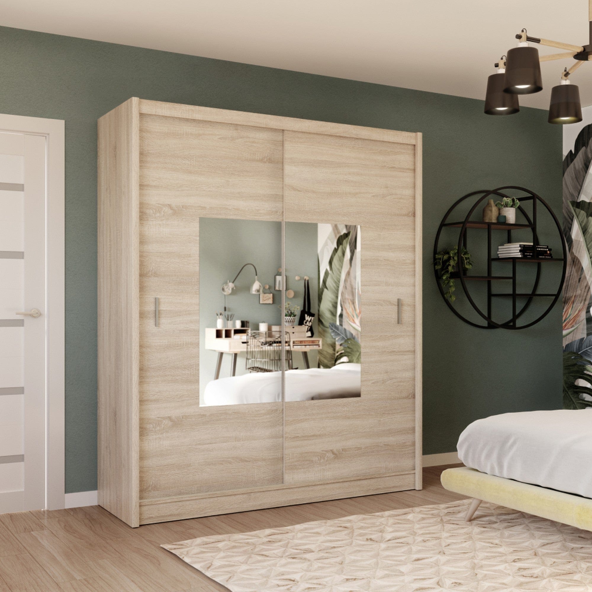 Dressing MADRYT, stejar sonoma, PAL melaminat, cu 2 usi, 203x61x215 cm