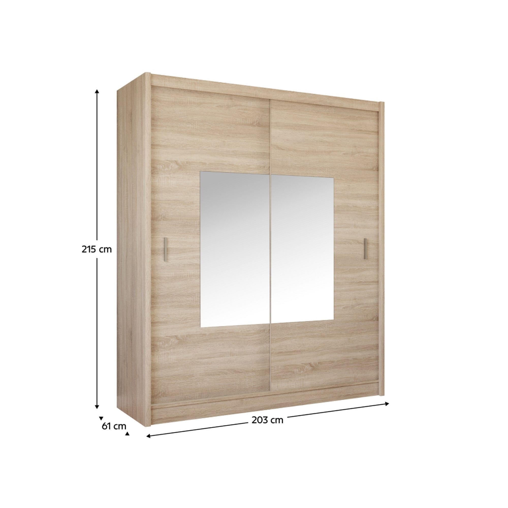 Dressing MADRYT, stejar sonoma, PAL melaminat, cu 2 usi, 203x61x215 cm