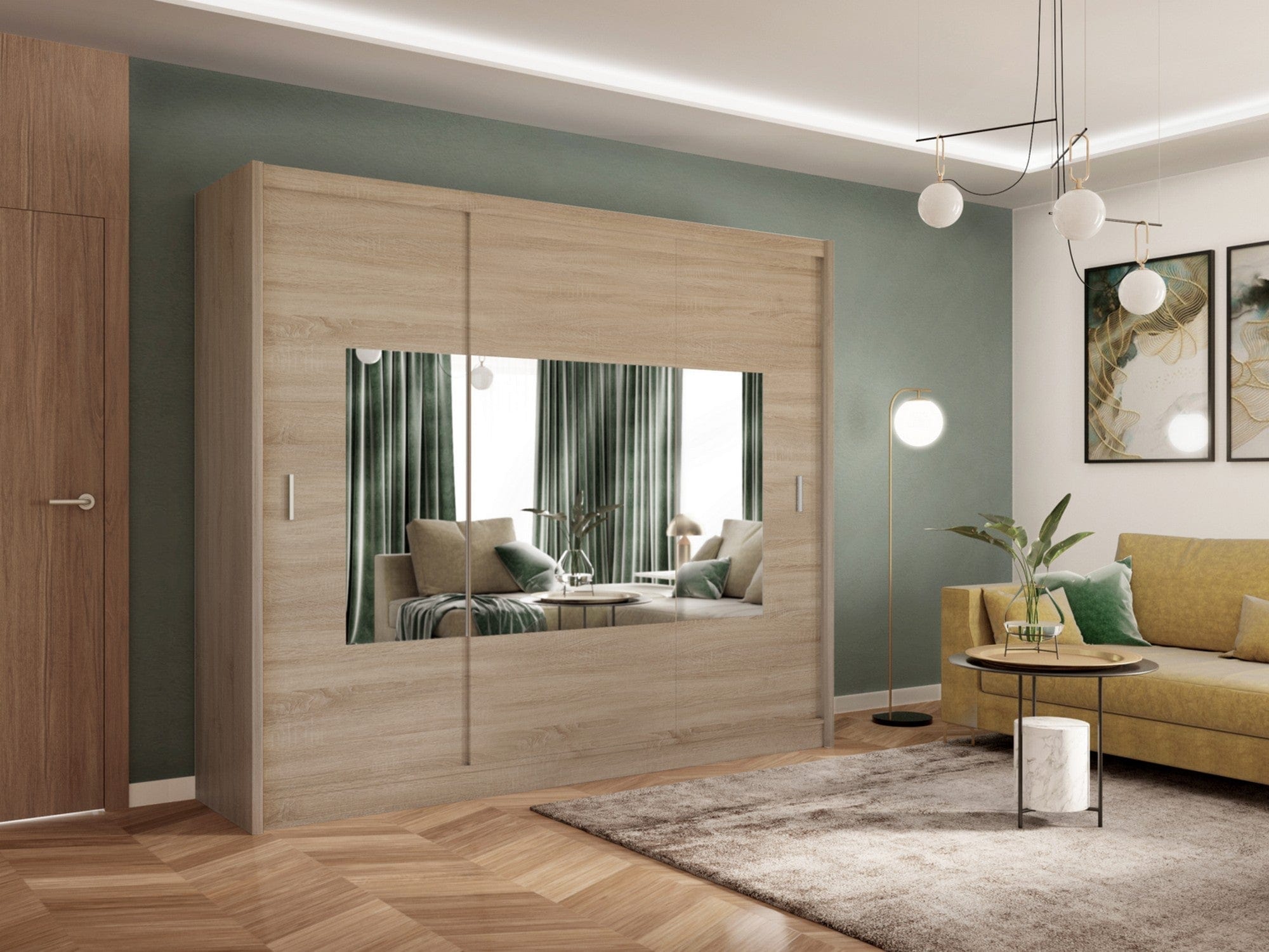 Dressing MADRYT, stejar sonoma, PAL melaminat, cu 3 usi, 250x61x215 cm