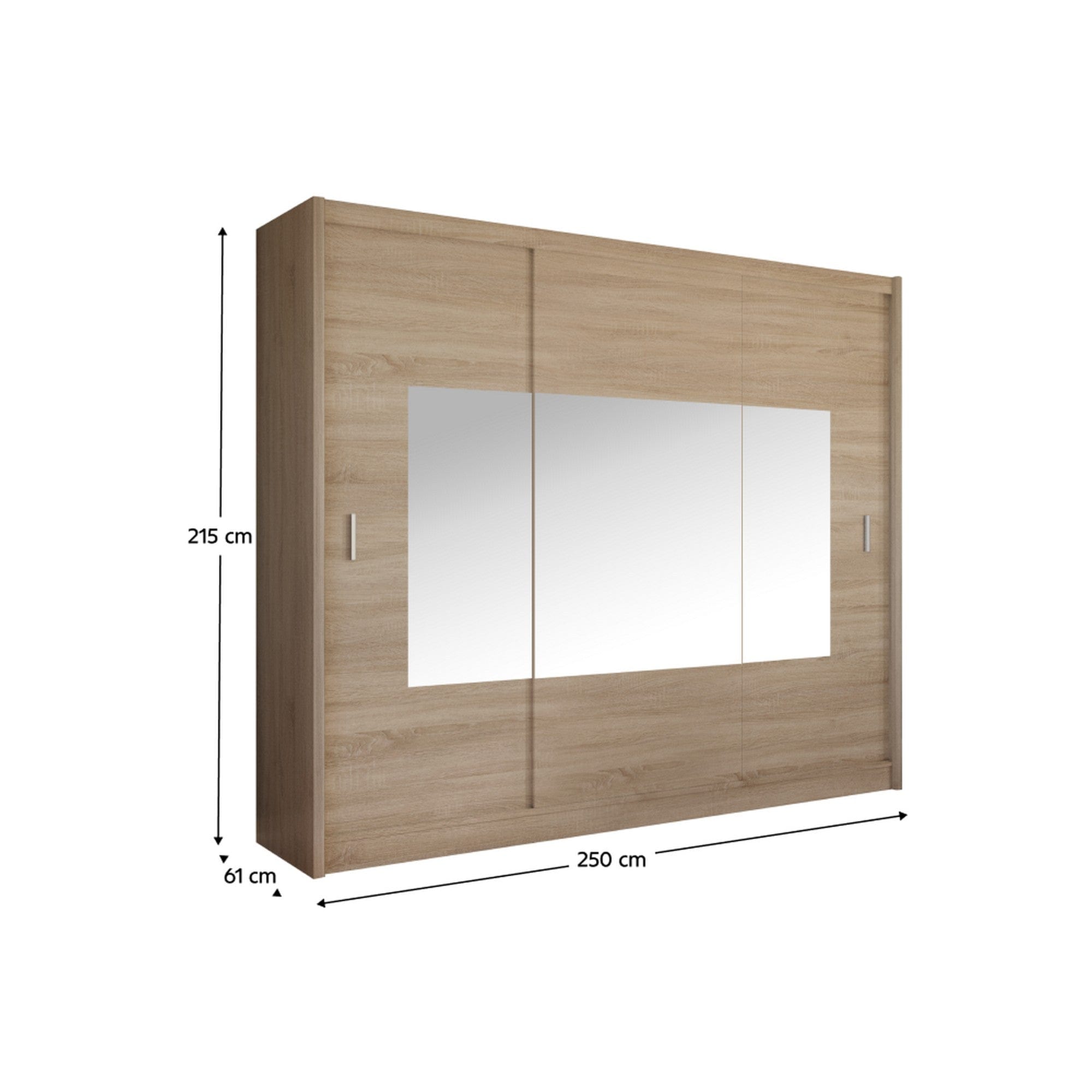 Dressing MADRYT, stejar sonoma, PAL melaminat, cu 3 usi, 250x61x215 cm